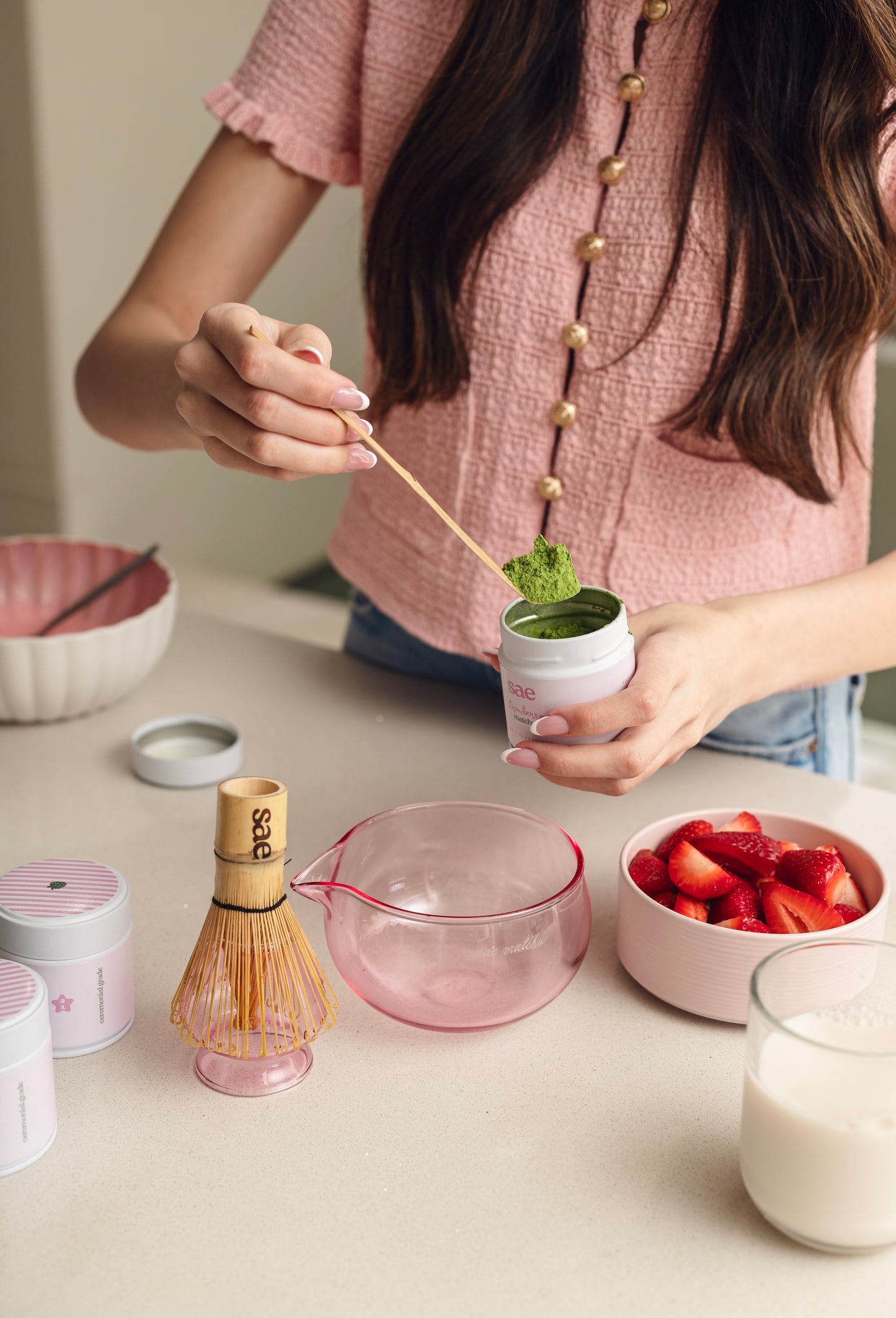 sae strawberry matcha set